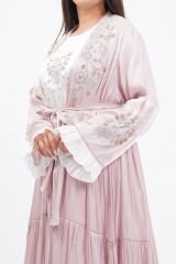 Katlı Organze Abaya Elbise Takım