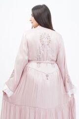 Katlı Organze Abaya Elbise Takım