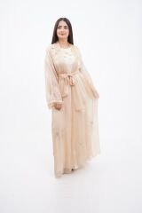 Taş Süslemeli Organze Abaya Takım