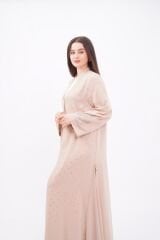 Volanlı Varak Baskı Dökümlü Abaya Takım