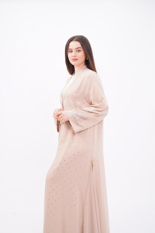 Volanlı Varak Baskı Dökümlü Abaya Takım