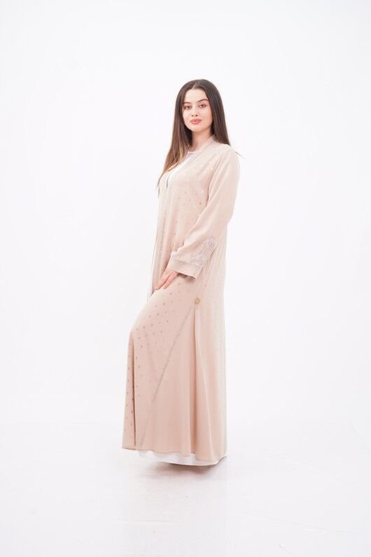 Volanlı Varak Baskı Dökümlü Abaya Takım