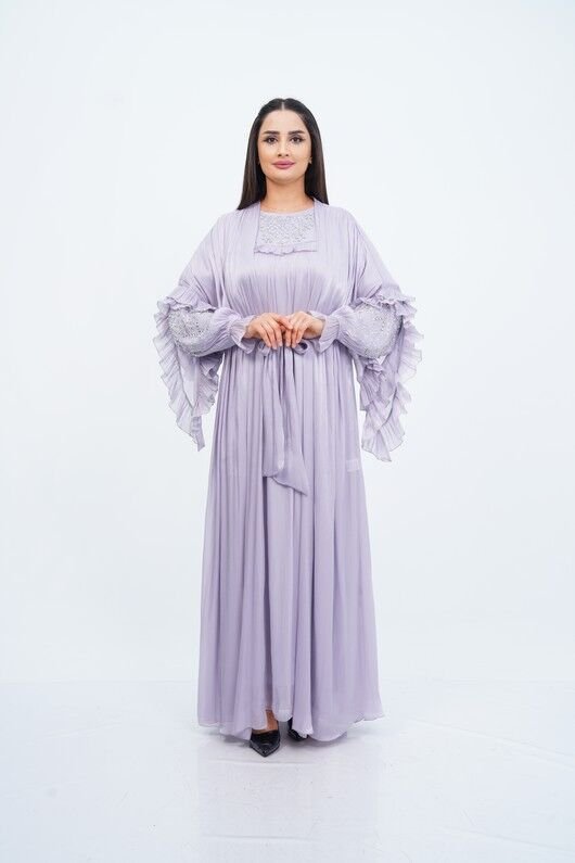 Fırfır Detaylı Abaya Takım