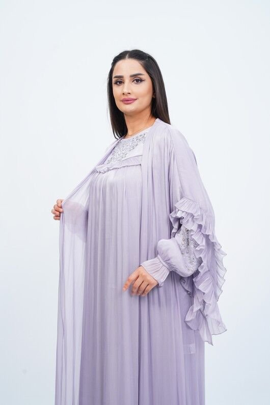 Fırfır Detaylı Abaya Takım