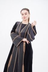 Şerit Taşlı Abaya Takım