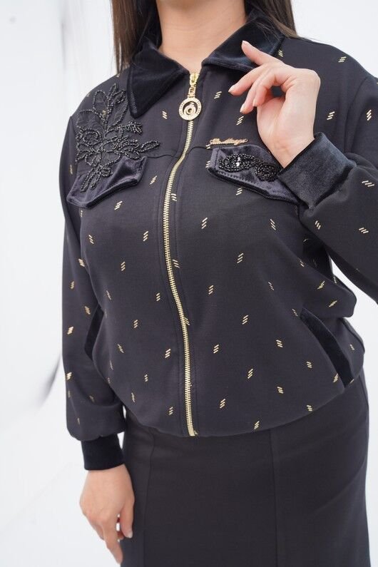 Foil Patterned Jacket And Skirt Set