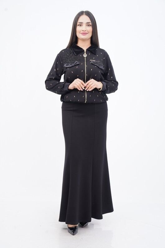 Foil Patterned Jacket And Skirt Set