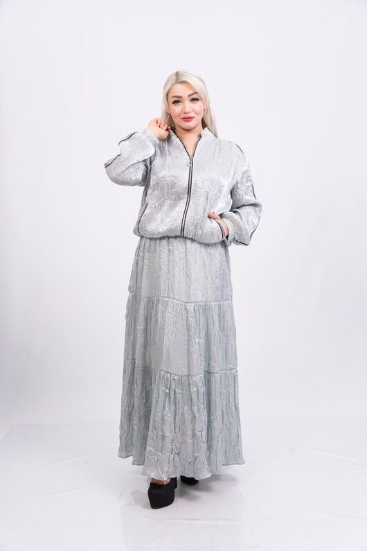 Şerit Taşlı Organze Ceket Etek Takım
