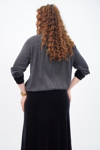 Fleto Cepli Ceket Ve Etek Takım Siyah - 40-48