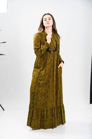 Aplikeli Hakim Yaka Empirme Elbise Haki - 40-48