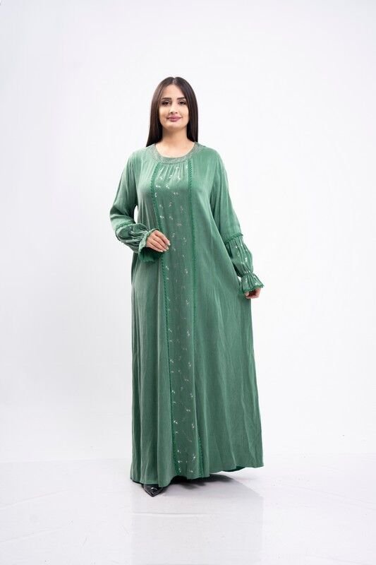 Dantel Detay Tensel Elbise Yeşil - 40-48