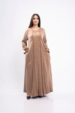 Dantel Detay Tensel Elbise Camel - 40-48