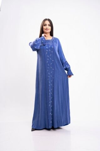 Dantel Detay Tensel Elbise Saks - 40-48