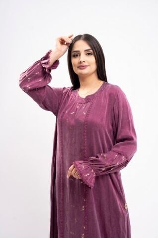 Dantel Detay Tensel Elbise Mürdüm - 40-48