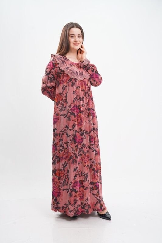 Robalı Tesettür Elbise Haki - 40-48