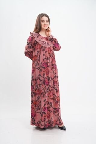 Robalı Tesettür Elbise Haki - 40-48