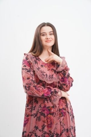 Robalı Tesettür Elbise Haki - 40-48