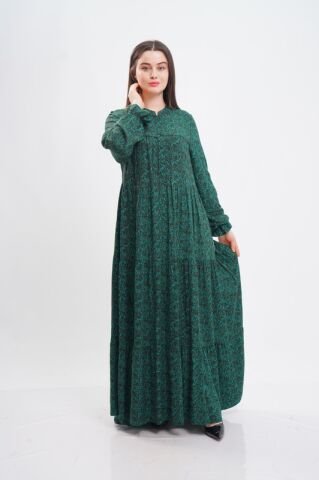 Empirme Viskon Tesettür Elbise Zümrüt - 40-48