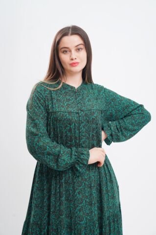 Empirme Viskon Tesettür Elbise Zümrüt - 40-48