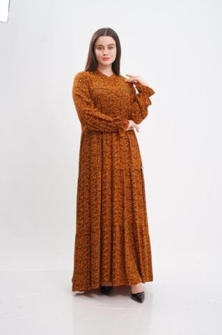 Empirme Viskon Tesettür Elbise Camel - 40-48