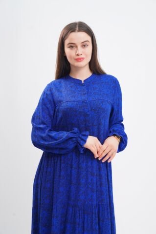 Empirme Viskon Tesettür Elbise Saks - 40-48