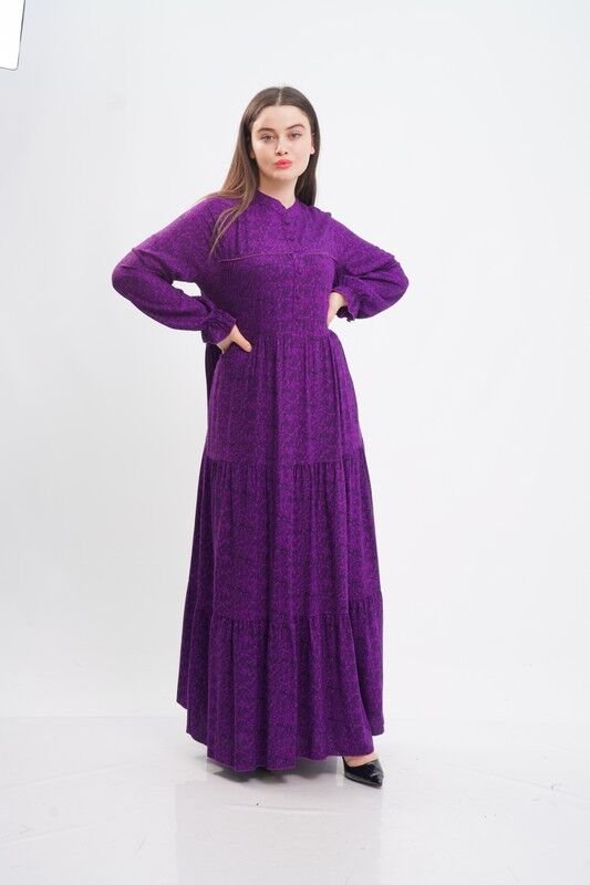 Empirme Viskon Tesettür Elbise Mor - 40-48