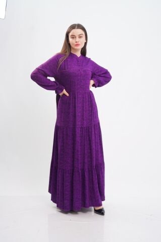 Empirme Viskon Tesettür Elbise Mor - 40-48