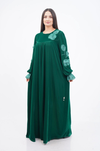El Yapımı Aplike Elbise Zümrüt - 40-48