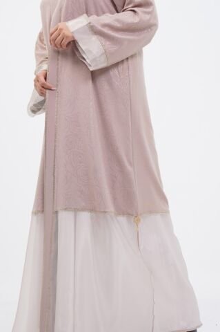Varak Baskı Abaya Takım Pudra - 40-48