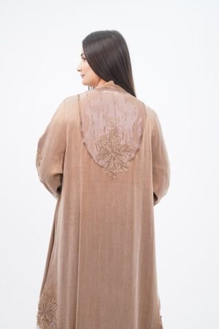 Organze Detay Tensel Abaya Takım Camel - 40-48