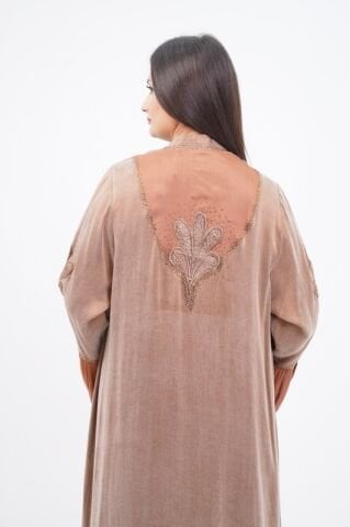 Aplike Tensel Abaya Takım Camel - 40-48