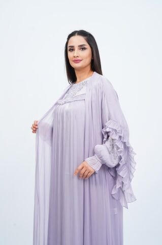 Fırfır Detaylı Abaya Takım Mint - 40-48