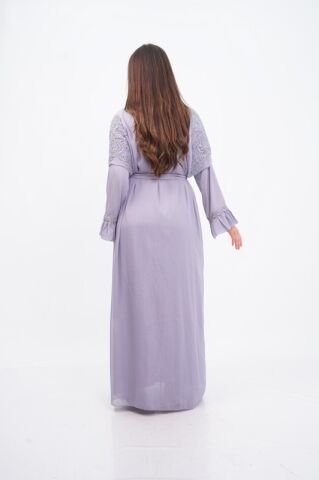 Düşük Omuz Aplikeli Abaya Takım Mint - 40-48