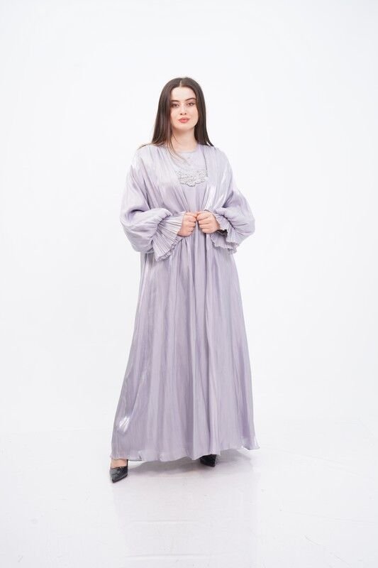 Drapeli Abaya Takım Gri - 40-48