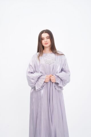 Drapeli Abaya Takım Gri - 40-48