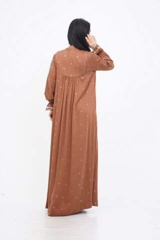 Şerit Taş Detaylı Elbise Camel - 40-48