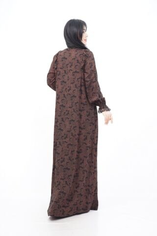 Volanlı Kadın Elbise Kahve - 40-48