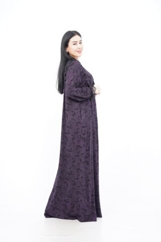 Volanlı Kadın Elbise Mor - 40-48