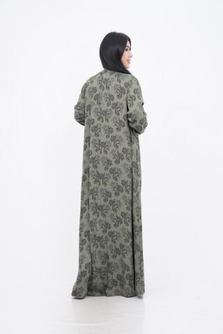 Shawl Pattern Lace Detailed Evening Dress Khaki - 40-48