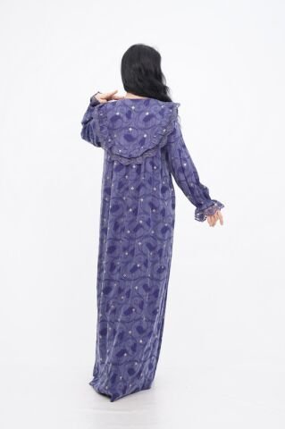 Dantel Fırfır Detaylı Varaklı Tensel Elbise Lacivert - 40-48