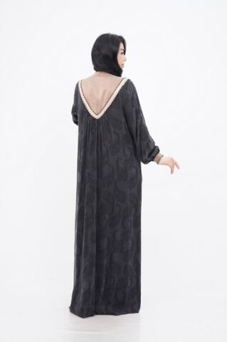 Boncuk Düğme Detaylı Kadın Elbise Siyah - 40-48