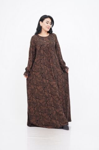 Nakış Boncuk Detay Elbise Siyah Kahve - 40-48
