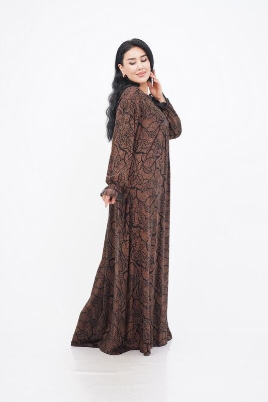 Nakış Boncuk Detay Elbise Siyah Kahve - 40-48