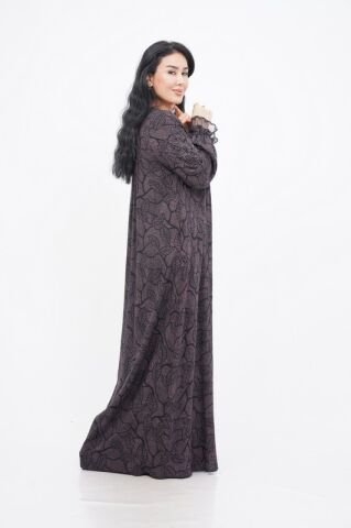 Nakış Boncuk Detay Elbise Siyah Mor - 40-48