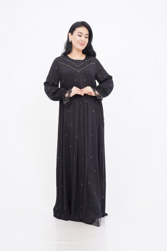 Taş Detay Elbise Siyah - 40-48