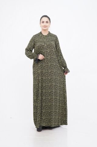 Desen Boncuk Nakışlı Elbise Zümrüt - 40-48