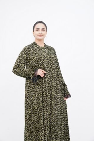 Desen Boncuk Nakışlı Elbise Zümrüt - 40-48