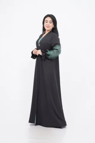 Organze Aplikeli Tensel Abaya Takım