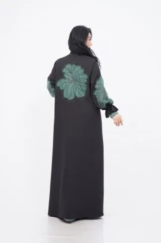 Organze Aplikeli Tensel Abaya Takım