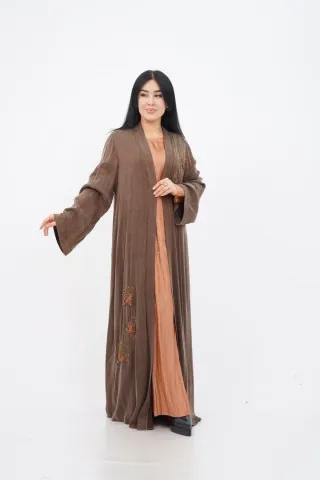 El Yapımı Nakış Boncuklu Tensel Abaya Takım